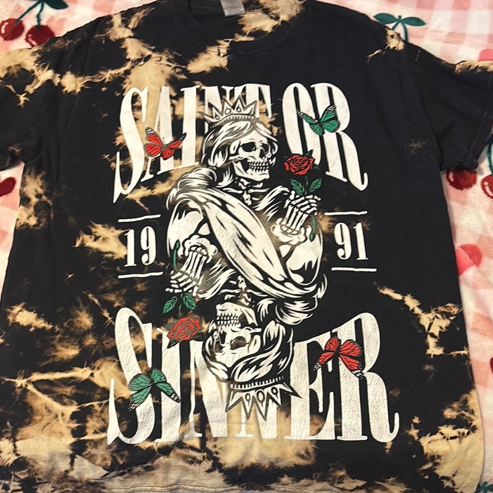 Saint or Sinner Graphic T-Shirt - Black and Tan